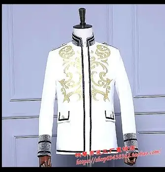 White collar men's coat singer host prince palace men's army jackets costumes dance costumes singer costumes clothing
White collar men's coat singer host prince palace men's army jackets costumes dance costumes singer costumes clothing