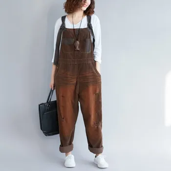 Corduroy Scratched bib pants Women Vintage Baggy Jumpsuits Patchwork hanging crotch Rompers Trousers Ripped Holes Overalls
Corduroy Scratched bib pants Women Vintage Baggy Jumpsuits Patchwork hanging crotch Rompers Trousers Ripped Holes Overalls