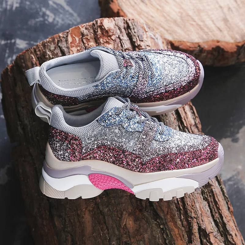 New 2019 Spring Sequined Casual women Sneakers Round Toe Lace-Up Sneakers Flat Platform Casual Sneaker Wedges Womens Shoes K52
New 2019 Spring Sequined Casual women Sneakers Round Toe Lace-Up Sneakers Flat Platform Casual Sneaker Wedges Womens Shoes K52