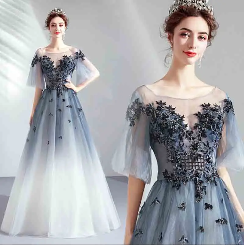 Deluxe Gradient Navy Evening Formal Dress Half Sleeve Slash Neck Wedding Bridal Party Ball Gown Dress For Lady Plus Size 5XL 4XL
Deluxe Gradient Navy Evening Formal Dress Half Sleeve Slash Neck Wedding Bridal Party Ball Gown Dress For Lady Plus Size 5XL 4XL
