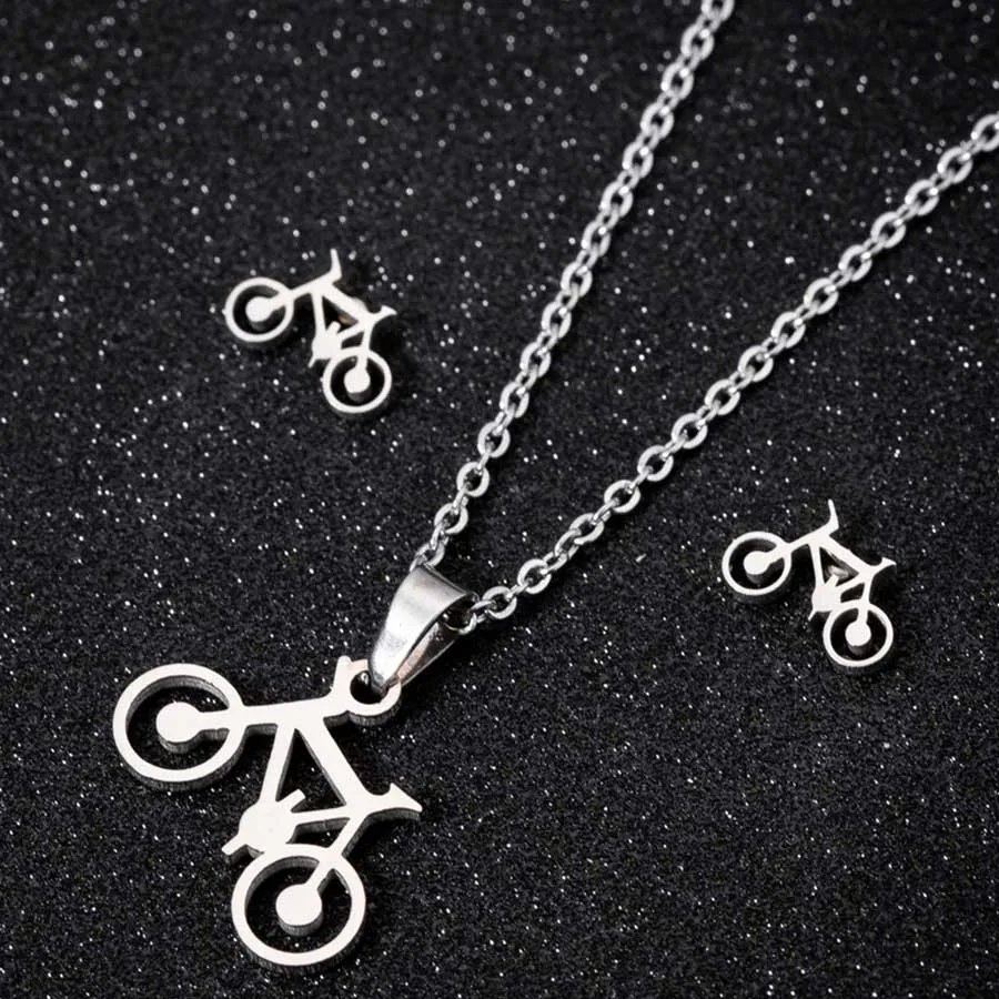 Women Fashion Jewelry Set Bike Stainless Steel Jewelry Sets Female Stud Earrings Necklaces Sets Weeding Bike Earrings Necklaces
Women Fashion Jewelry Set Bike Stainless Steel Jewelry Sets Female Stud Earrings Necklaces Sets Weeding Bike Earrings Necklaces