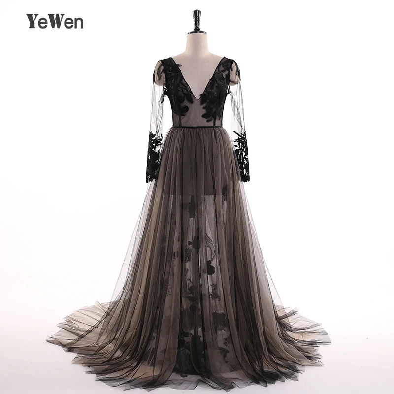 YEWEN Sexy black Long Evening Dress Formal Party Elegant Vestido De Festa Long sleeves Prom Gowns 2017 with detachable train
YEWEN Sexy black Long Evening Dress Formal Party Elegant Vestido De Festa Long sleeves Prom Gowns 2017 with detachable train