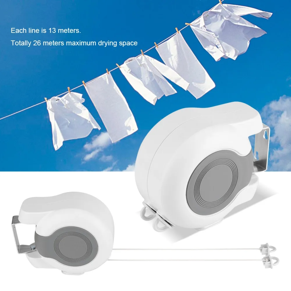 13m Wall-Mounted Retractable Double Clothes Drying Line Indoor Outdoor Washing Landry Tool
13m Wall-Mounted Retractable Double Clothes Drying Line Indoor Outdoor Washing Landry Tool