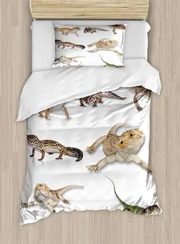 Reptile Duvet Cover Set Colorful Staring Leopard Gecko Family Image Primitive Reptiles Wildlife Art Print 4 Piece Bedding Set
Reptile Duvet Cover Set Colorful Staring Leopard Gecko Family Image Primitive Reptiles Wildlife Art Print 4 Piece Bedding Set