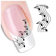 1 feuille bricolage noir couleurs musique Note ongles conceptions transfert d'eau décalcomanies style Nail Art décorations ongle autocollant(China)