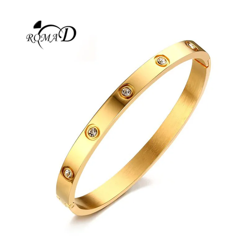 Romad Fashion open bracelet European and American jewelry titanium steel rose gold full female stainless steel jewelry
Romad Fashion open bracelet European and American jewelry titanium steel rose gold full female stainless steel jewelry