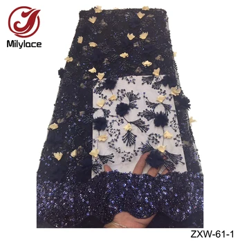 Shiny Luxury 3D follwers Nigerian lace fabric high quality mesh lace with beads sequins 5 yards for women party dresses ZXW-61
Shiny Luxury 3D follwers Nigerian lace fabric high quality mesh lace with beads sequins 5 yards for women party dresses ZXW-61