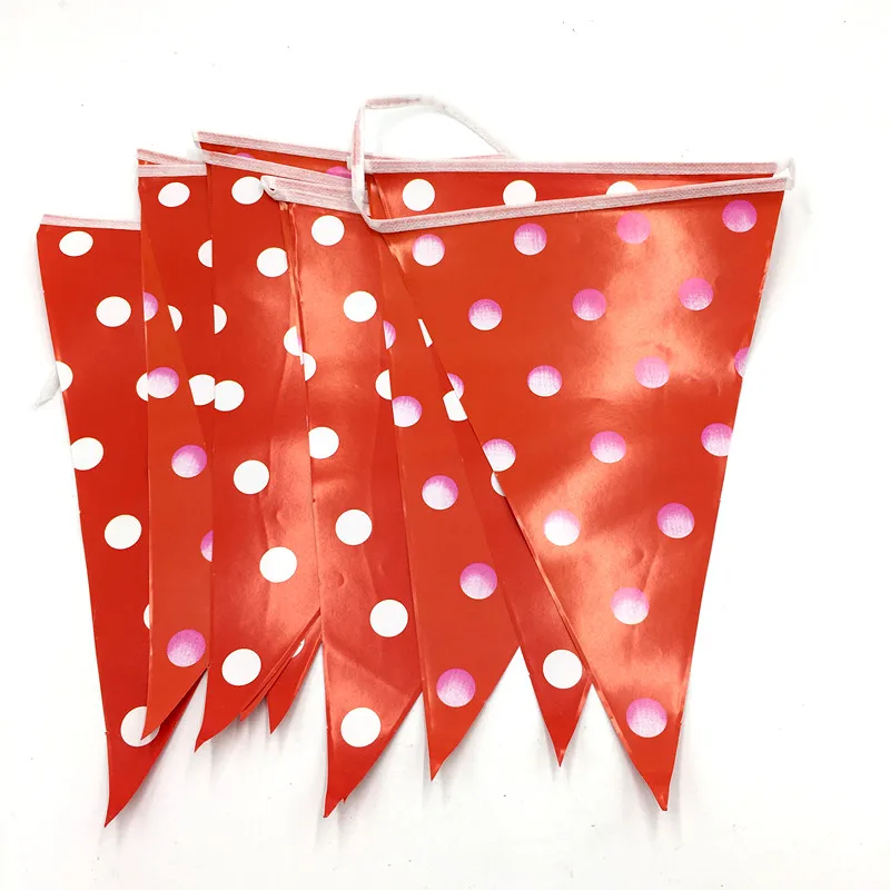 

1pc/lot dots banners kids favor birthday party decoration wedding decoration red dot paper banner flags party supplies