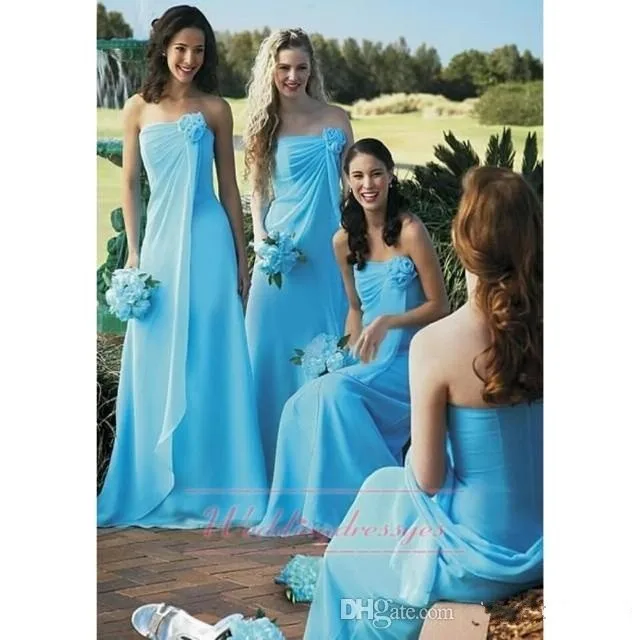 Perfect Design 2014 Sky Blue Bridesmaid dresses Strapless chiffon Elegant prom dresses floor length with flower WL21
Perfect Design 2014 Sky Blue Bridesmaid dresses Strapless chiffon Elegant prom dresses floor length with flower WL21