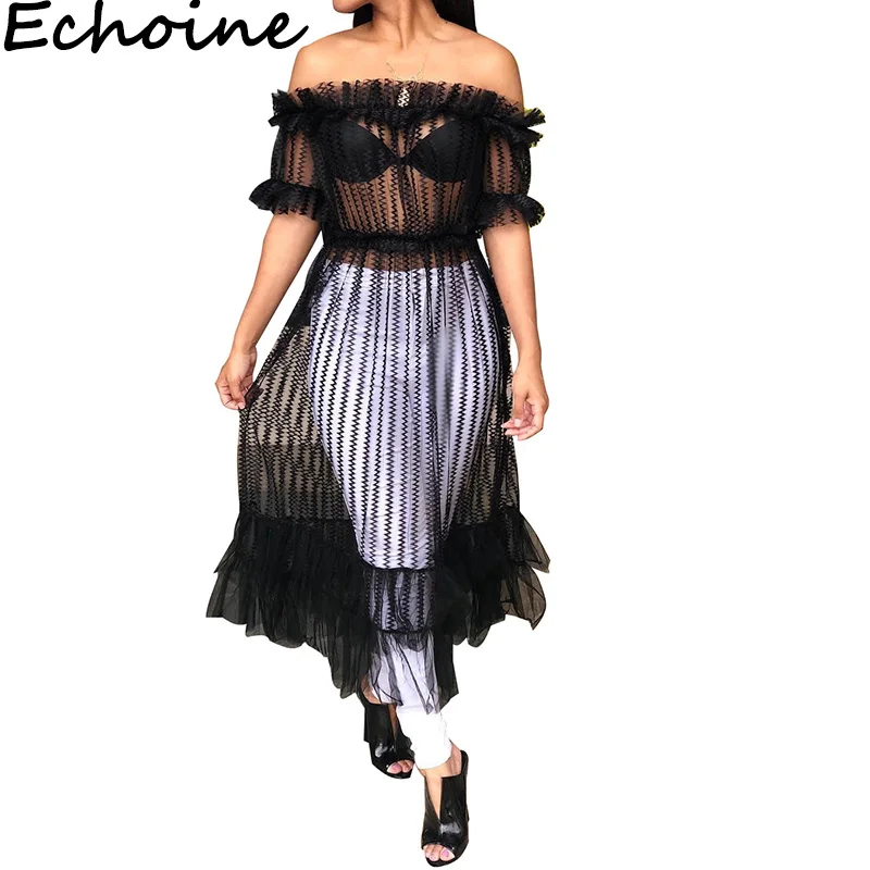 Echoine Sexy Sheer Mesh Off Shoulder See Through Dress Clubwear Solid Color Beach Dress Summer Dress 2019
Echoine Sexy Sheer Mesh Off Shoulder See Through Dress Clubwear Solid Color Beach Dress Summer Dress 2019