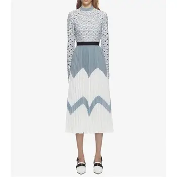 Women Dress 2018 High Quality Autumn Runway Dresses Long Sleeve Lace Hollow-out Color Block Pleated Casual Dress NPD0889
Women Dress 2018 High Quality Autumn Runway Dresses Long Sleeve Lace Hollow-out Color Block Pleated Casual Dress NPD0889