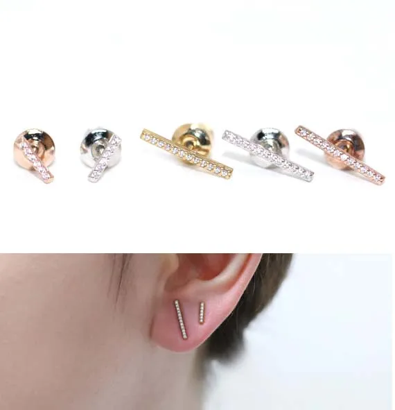 925 sterling silver factory drop shipping long short cz bar studs delicate girl double hole fashion simple cz earring
925 sterling silver factory drop shipping long short cz bar studs delicate girl double hole fashion simple cz earring