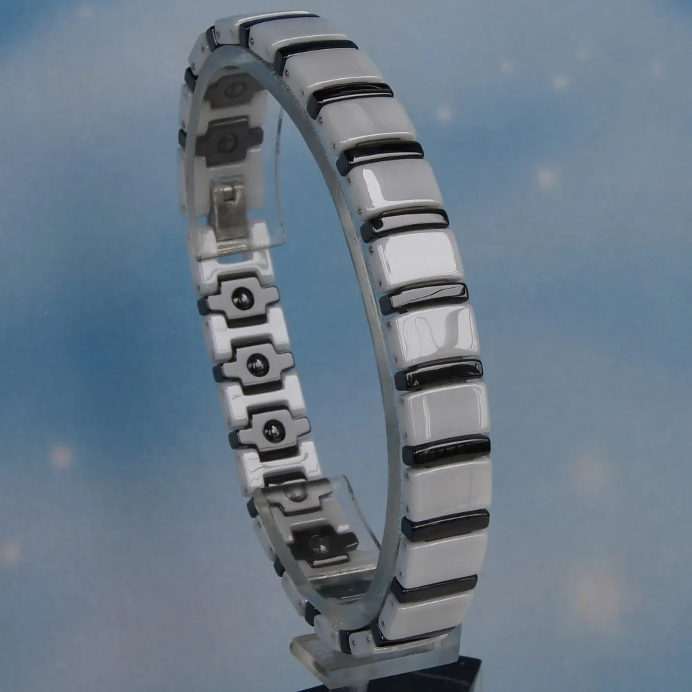 

2tone white & black fashion design hi tech scratch proof magnetic ceramic bracelets 3 color available bangles