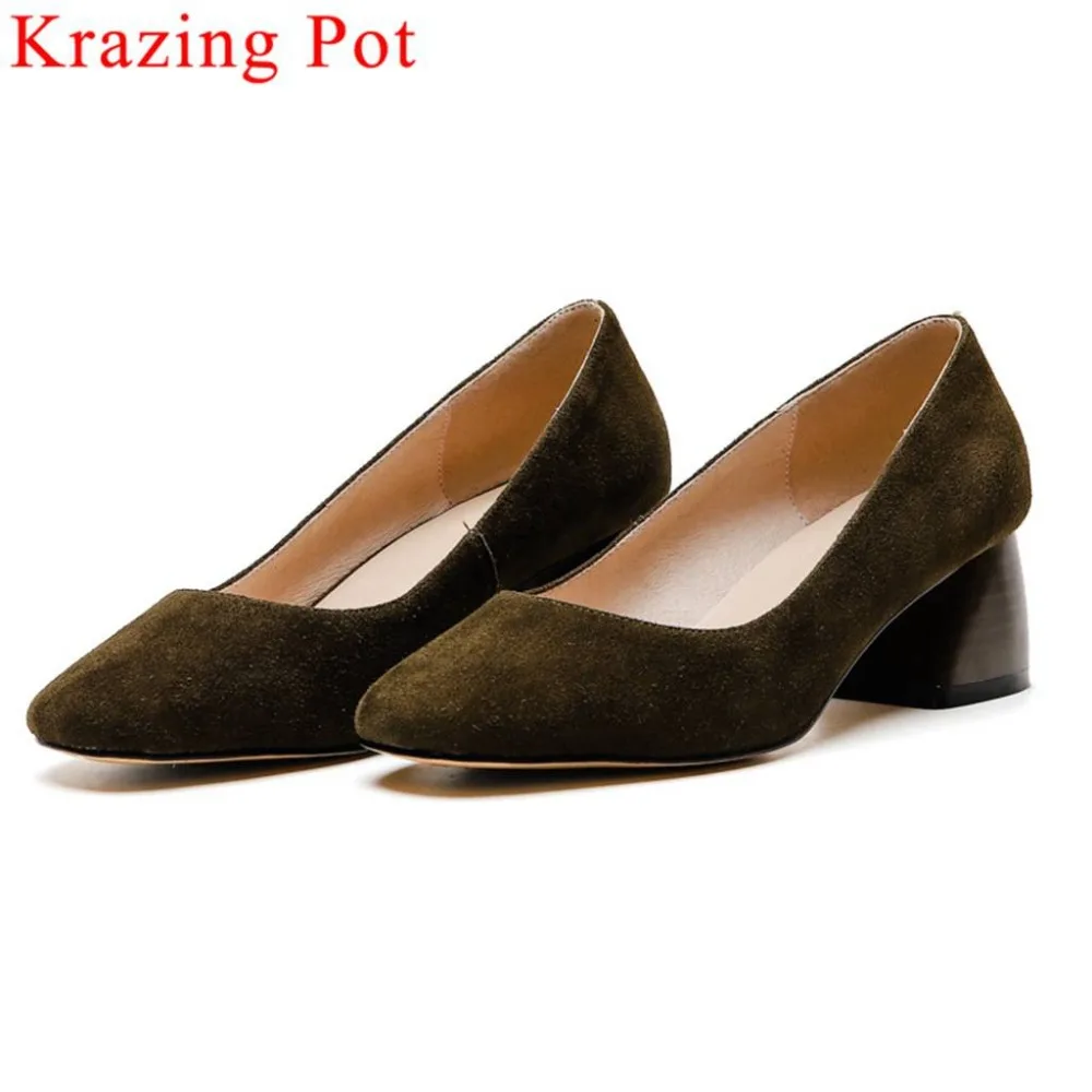Krazing Pot office lady full grain leather shallow women pumps chunky heels slip on square toe dance wedding casual shoes L05
Krazing Pot office lady full grain leather shallow women pumps chunky heels slip on square toe dance wedding casual shoes L05