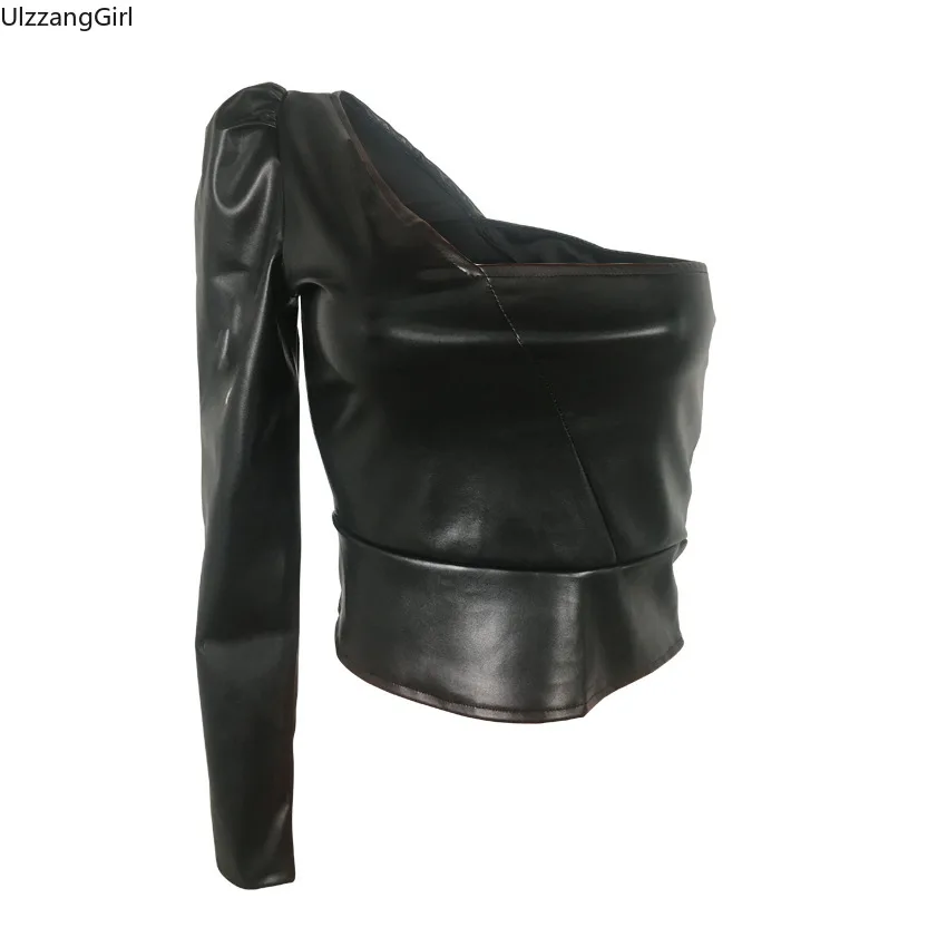 One Off Shoulder Long Sleeve Gothic Punk Bandage Crop Top Short Leather Tee Shirt Winter Streetwear Women T-Shirt Plus Size Club
One Off Shoulder Long Sleeve Gothic Punk Bandage Crop Top Short Leather Tee Shirt Winter Streetwear Women T-Shirt Plus Size Club