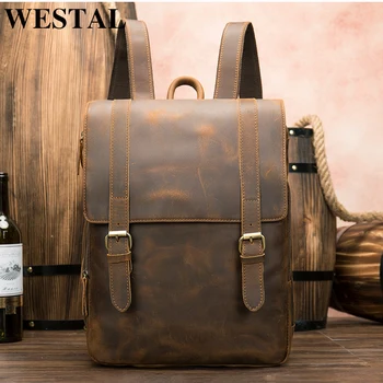 WESTAL Vintage Crazy Horse Leather Backpack for Men rucksack Genuine Leather Men Laptop Backpack School Bags for Teenager 058
WESTAL Vintage Crazy Horse Leather Backpack for Men rucksack Genuine Leather Men Laptop Backpack School Bags for Teenager 058