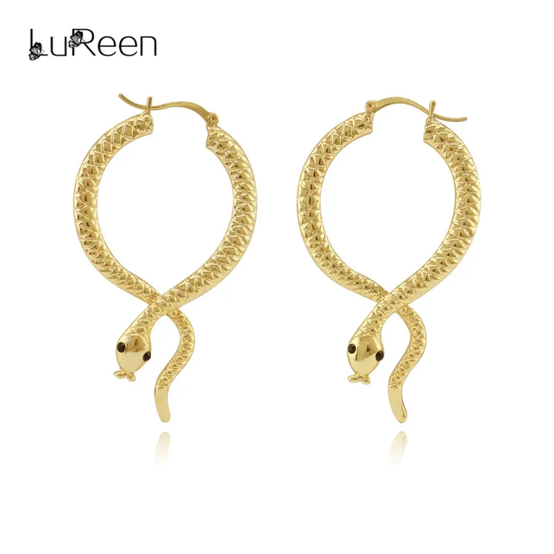 LuReen Gold Color Rhinestone Snake Hoop Earring For Women Punk Big Large Animal Statement Earrings Jewelry Party Gift LE0012
LuReen Gold Color Rhinestone Snake Hoop Earring For Women Punk Big Large Animal Statement Earrings Jewelry Party Gift LE0012