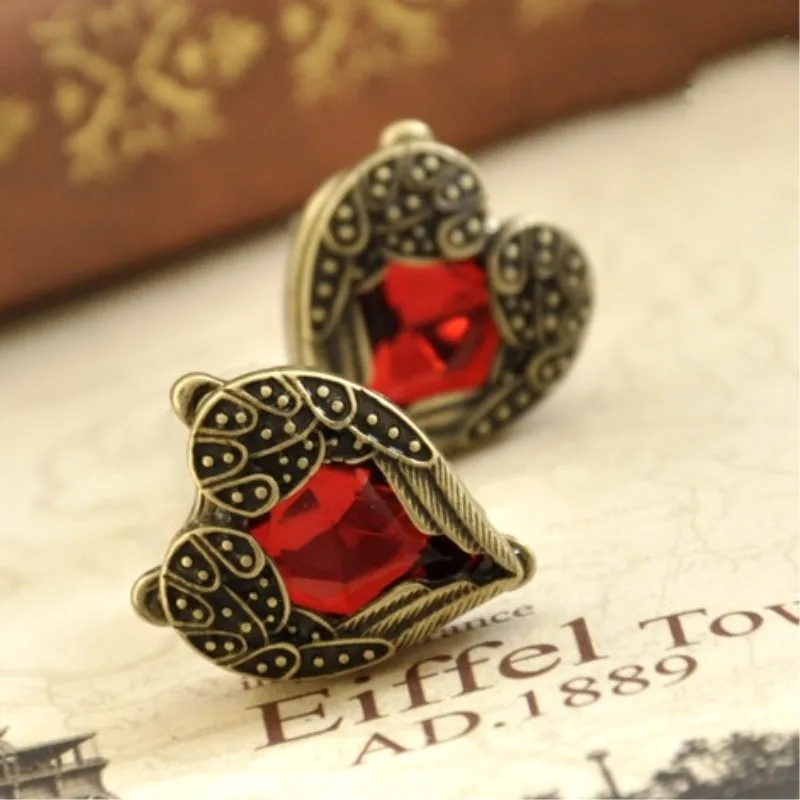 EK309 New Style Fashion Vintage Angel Wing Red Peach Heart Stud Earrings Wedding Jewelry Accessories
EK309 New Style Fashion Vintage Angel Wing Red Peach Heart Stud Earrings Wedding Jewelry Accessories