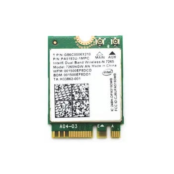 Wireless Adapter Card for Intel 7265NGW AN Dual Band 802.11AN 300m 2x2 Wifi+BT4.0 NGFF/M.2 for Dell, Toshiba sony
Wireless Adapter Card for Intel 7265NGW AN Dual Band 802.11AN 300m 2x2 Wifi+BT4.0 NGFF/M.2 for Dell, Toshiba sony