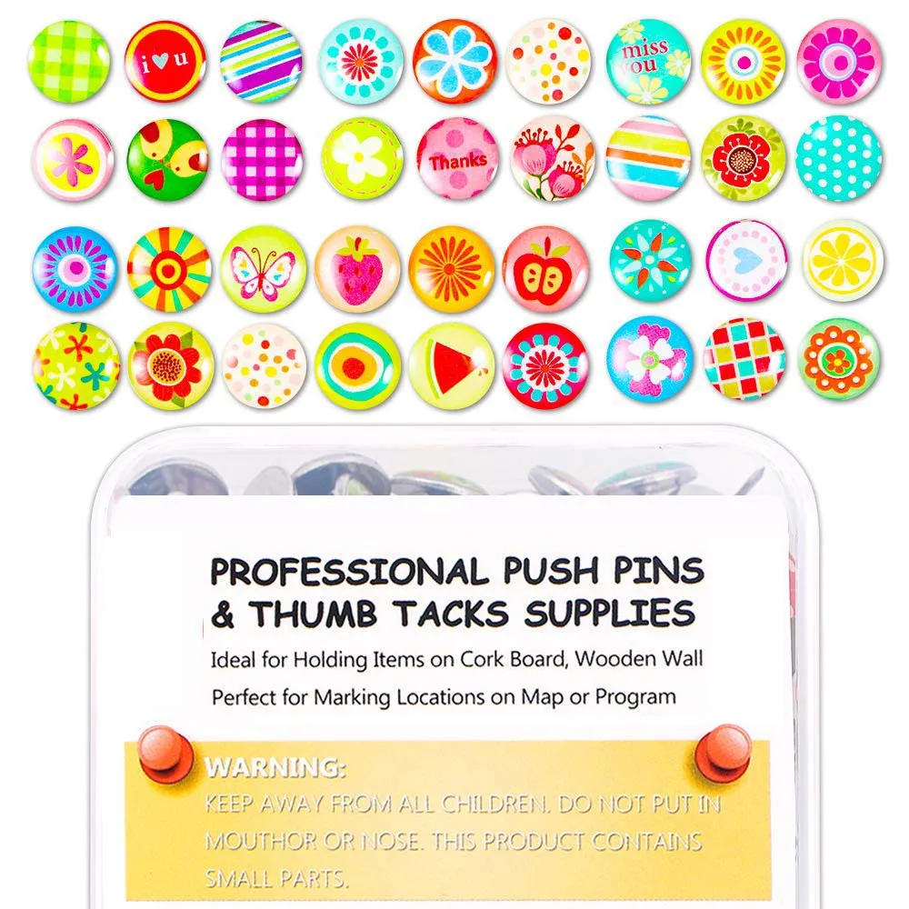100 Pcs Creative Thumb Tacks 30 Patterns Soft Flat for Photos Wall Maps Bulletin Board or Corkboards Steel Thumb Tacks Push Pins
100 Pcs Creative Thumb Tacks 30 Patterns Soft Flat for Photos Wall Maps Bulletin Board or Corkboards Steel Thumb Tacks Push Pins