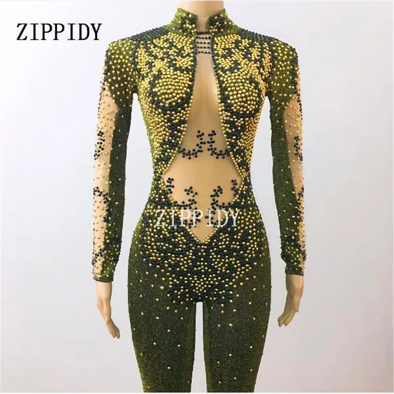 Black Gold Stones Stretch Jumpsuit Bling Rhinestones Sexy Rompers Costume Women's Evening Party Wear Birthday Celebrate Outfit
Black Gold Stones Stretch Jumpsuit Bling Rhinestones Sexy Rompers Costume Women's Evening Party Wear Birthday Celebrate Outfit