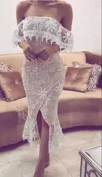 Women Sexy Off the Shoulder Lace White Bandage Dress Trumpet Fishtail Celebrity Party Dress Vestido de fiesta 2018
Women Sexy Off the Shoulder Lace White Bandage Dress Trumpet Fishtail Celebrity Party Dress Vestido de fiesta 2018