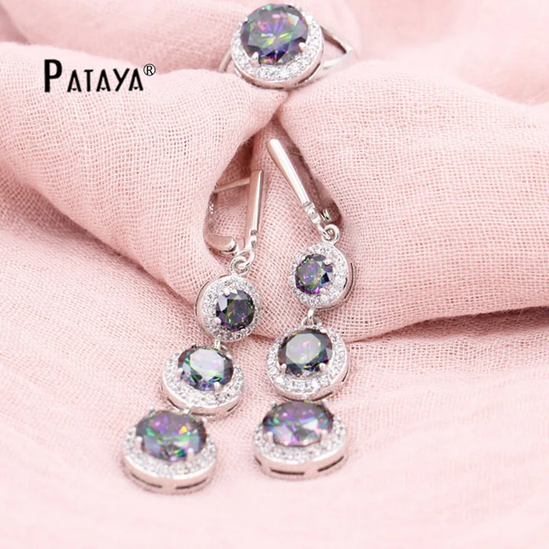 PATAYA Round Rainbow Nigerian Wedding Jewelry Set True White Gold Crystal Three Circles Long Earrings Ring Bride Turkish Jewelry
PATAYA Round Rainbow Nigerian Wedding Jewelry Set True White Gold Crystal Three Circles Long Earrings Ring Bride Turkish Jewelry