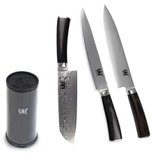 Good Quality Kitchen Knives Santoku Slicing Chef Damascus Knife+ Knife Block XYJ Brand 67 Layers Damascus Steel Cooking Knives
Good Quality Kitchen Knives Santoku Slicing Chef Damascus Knife+ Knife Block XYJ Brand 67 Layers Damascus Steel Cooking Knives