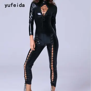 YUFEIDA Sexy Women PU Leather Body Suit Latex Faux Leather Catsuit Steel Pole Tube Dance Club Clothes Backless Bodysuit Costume
YUFEIDA Sexy Women PU Leather Body Suit Latex Faux Leather Catsuit Steel Pole Tube Dance Club Clothes Backless Bodysuit Costume