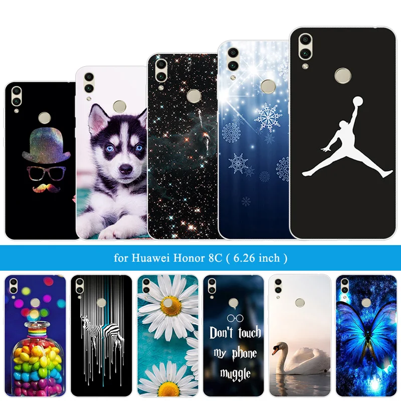 6 26 "для Huawei Honor 8C черный матовый чехол для прозрачный мягкий силиконовый