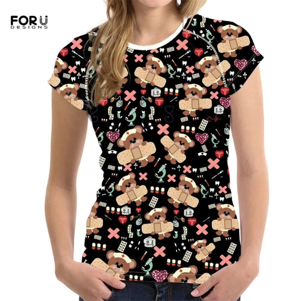 FORUDESIGNS Cartoon Cute Nurse Bear Pattern T Shirt Women Casual Nursing Brand Women's Clothing Female T-shirt Short Sleeve Tees
FORUDESIGNS Cartoon Cute Nurse Bear Pattern T Shirt Women Casual Nursing Brand Women's Clothing Female T-shirt Short Sleeve Tees