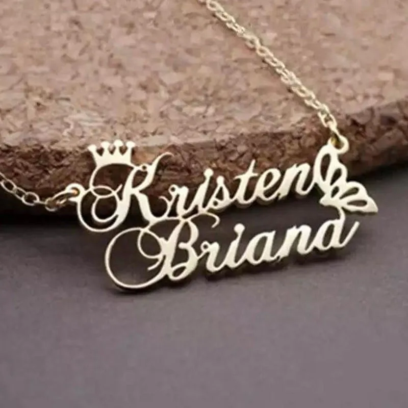 Custom Two Names Necklace For Women WIth Butterfly Bijoux Femme Crawn Chokers Personalized Double Names Necklace with Crawn BFF
Custom Two Names Necklace For Women WIth Butterfly Bijoux Femme Crawn Chokers Personalized Double Names Necklace with Crawn BFF