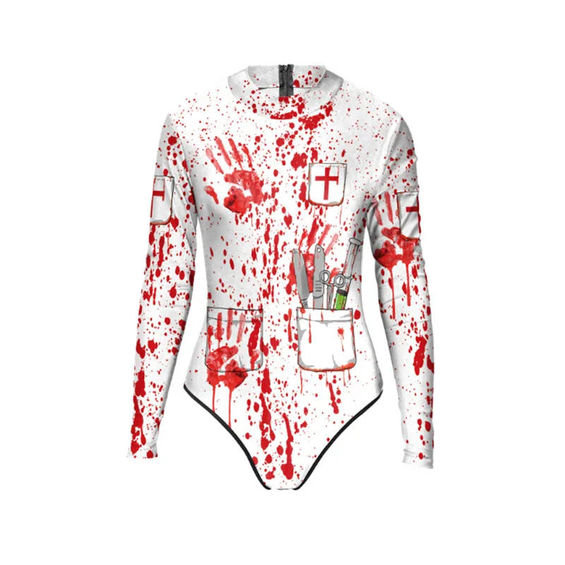 Halloween nurse With blood Jumpsuit vampire Skeleton Skull Joker Swimsuit muscle Cosplay Zentai Day Dead Scary Costume for women
Halloween nurse With blood Jumpsuit vampire Skeleton Skull Joker Swimsuit muscle Cosplay Zentai Day Dead Scary Costume for women