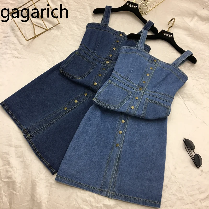 Gagarich Women 2019 Spring Summer Dress New Retro Single-breasted Denim Sleeveless Dresses Fashion Girl Robe Femme
Gagarich Women 2019 Spring Summer Dress New Retro Single-breasted Denim Sleeveless Dresses Fashion Girl Robe Femme