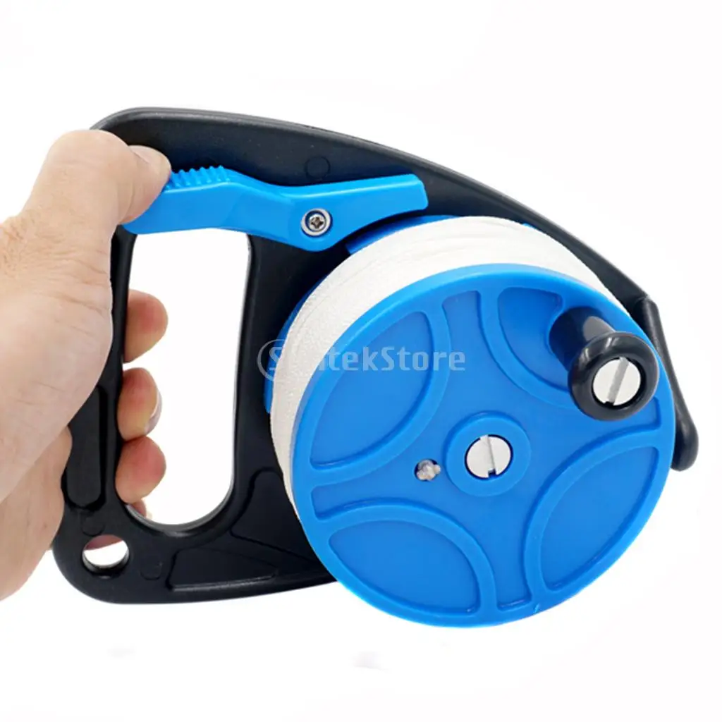 Underwater Scuba Diving Dive Wreck and Cave Reel with 272ft White Line & Thumb Stopper + Safety Rope Float Ball