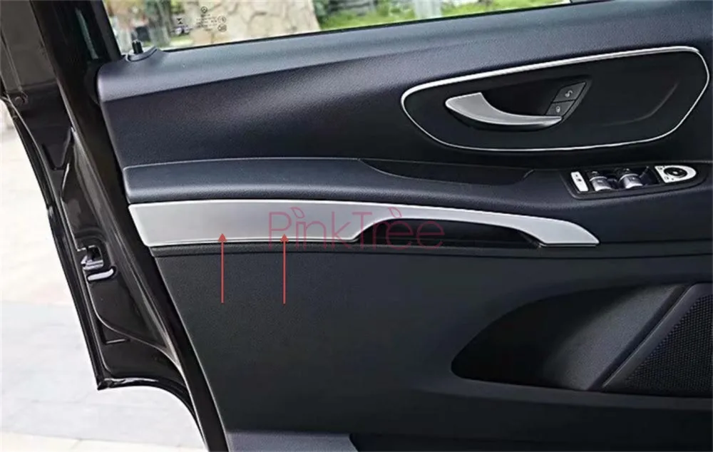 8 piezas Manija de la puerta lateral de cromo cubre adornos Espejo exterior del coche manija de la puerta protector de ajuste ABS para Vito W447 2014-2017
