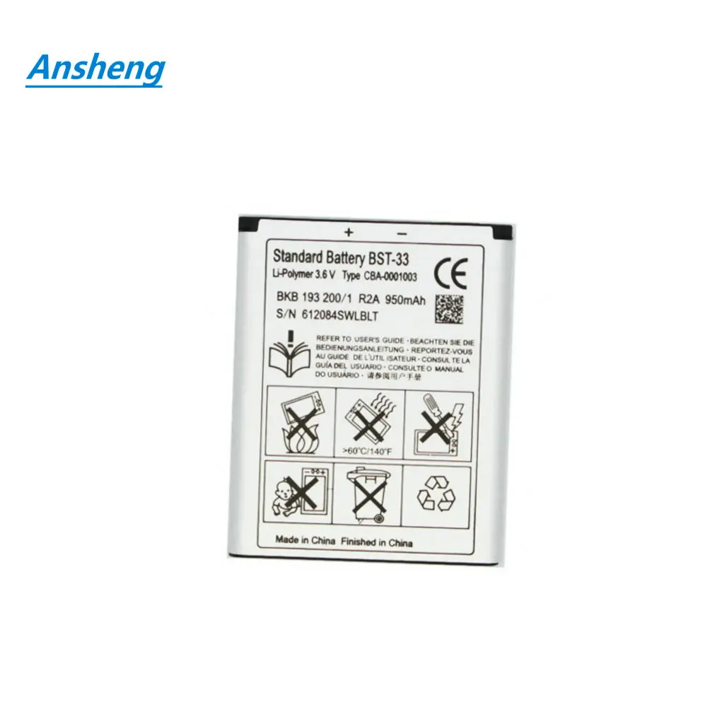 High Quality 950mAh BST-33 BST33 battery for Sony Ericsson K530 K550 K630 K660i K790 K790i K800 K800i K810 K810i W950 Z610 T700
High Quality 950mAh BST-33 BST33 battery for Sony Ericsson K530 K550 K630 K660i K790 K790i K800 K800i K810 K810i W950 Z610 T700