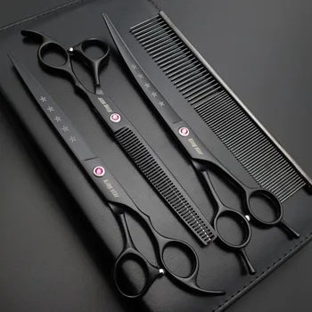 Professional pet grooming scissors 8 inch straight+curved scissors+7.5 inch thinning scissors+Steel comb+kits 4pcs Set
Professional pet grooming scissors 8 inch straight+curved scissors+7.5 inch thinning scissors+Steel comb+kits 4pcs Set