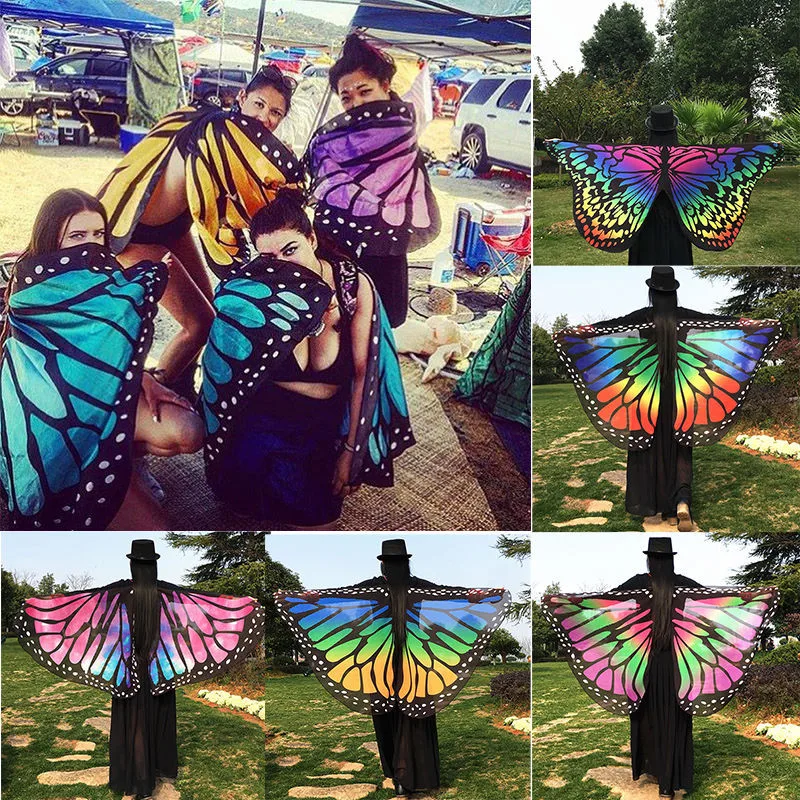 

Wholesale 13 Colors Women Scarf Pashmina Butterfly Wing Cape Peacock Shawl Wrap Gifts Cute Novelty Print Scarves Pashminas
