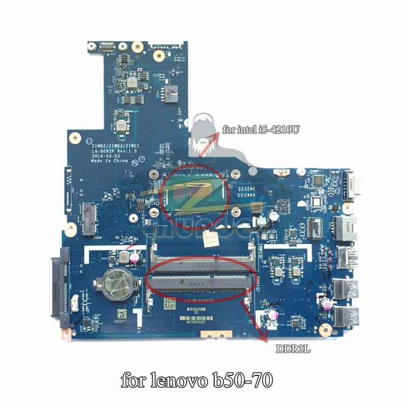 ZIWE1 ZIWB2 ZIWB3 LA-B092P for lenovo B50-70 laptop motherboard i5-4210U ddr3L
ZIWE1 ZIWB2 ZIWB3 LA-B092P for lenovo B50-70 laptop motherboard i5-4210U ddr3L