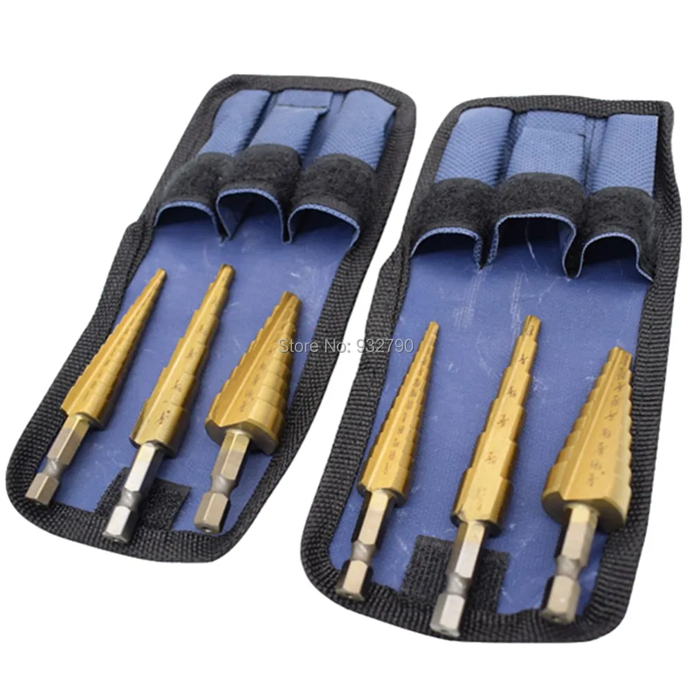 6pc High Speed Step Dril Bit Titanium 3/16"-1/2" 1/4"-3/4" 1/8"-1/2" Drilling Holes in Aluminium Brass Copper Plastic Steel Wood
6pc High Speed Step Dril Bit Titanium 3/16"-1/2" 1/4"-3/4" 1/8"-1/2" Drilling Holes in Aluminium Brass Copper Plastic Steel Wood