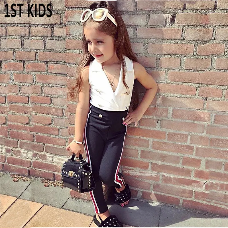 1-7Y Summer Kid Girl Clothes 2PCS Sleeveless White Suit Tops+ Striped Casual Pants Children Baby Girl Clothing Set DB489
1-7Y Summer Kid Girl Clothes 2PCS Sleeveless White Suit Tops+ Striped Casual Pants Children Baby Girl Clothing Set DB489