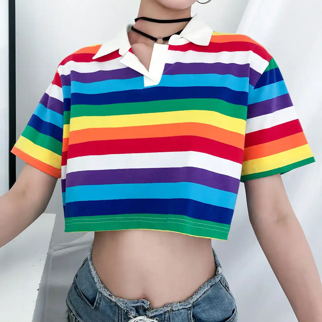 cropped striped polo shirt