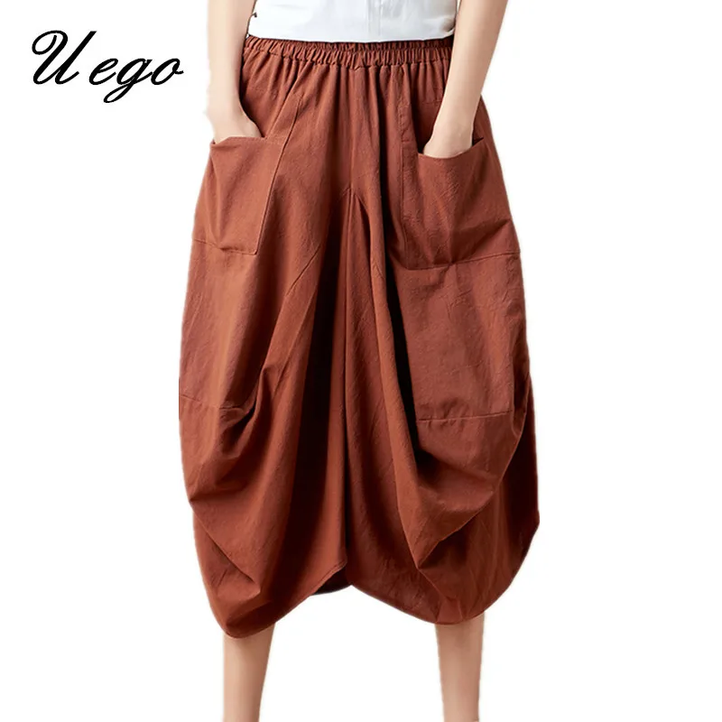 Uego 2019 New Fashion Cotton Linen Spring Summer Skirt High Elastic Waist Pockets Ladies Vintage Skirt Women Casual Midi Skirt
Uego 2019 New Fashion Cotton Linen Spring Summer Skirt High Elastic Waist Pockets Ladies Vintage Skirt Women Casual Midi Skirt