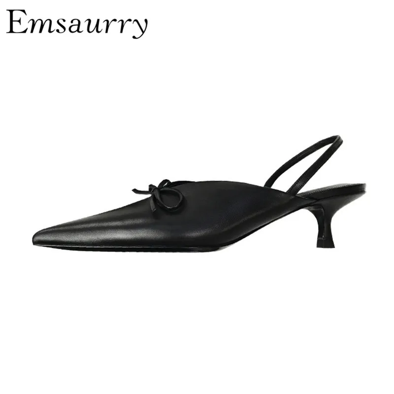 Sexy Kitten Heel Pointed Toe Mules For Women Back Strap Cover Toes Butterfly-knot Genuine Leather 2019 Summer Sandals Women
Sexy Kitten Heel Pointed Toe Mules For Women Back Strap Cover Toes Butterfly-knot Genuine Leather 2019 Summer Sandals Women