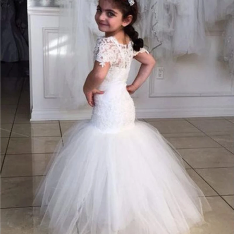 Birthday Flower Girl Dress Mermaid Short Sleeve Lace Applique For Wedding Fluffy Tulle Pageant First Holy Communion Dresses
Birthday Flower Girl Dress Mermaid Short Sleeve Lace Applique For Wedding Fluffy Tulle Pageant First Holy Communion Dresses