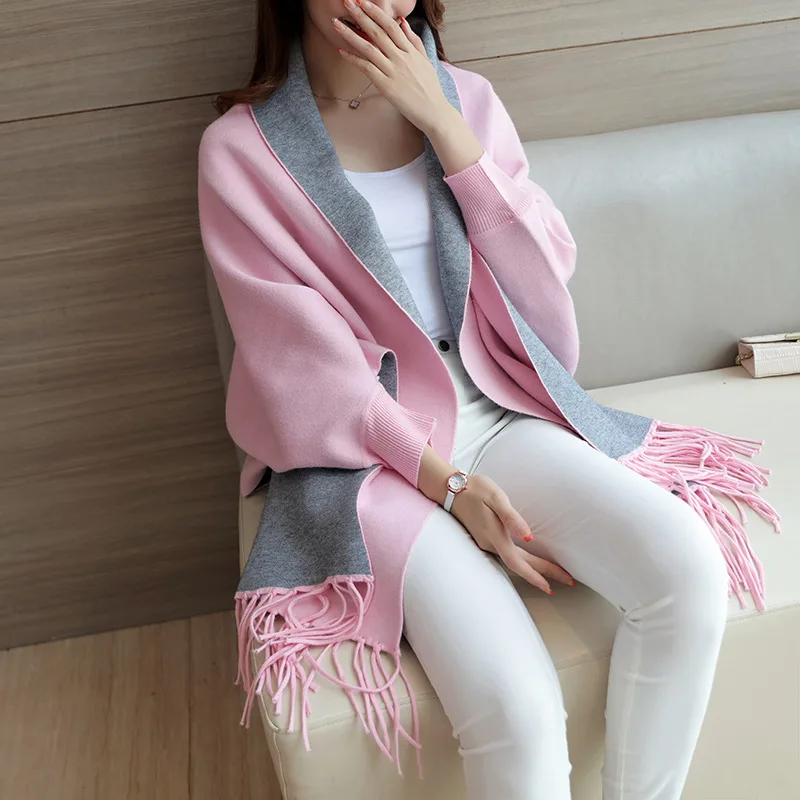 THUIMCNG 2019 autumn new tassel cloak temperament sweater coat coat female cloak cardigan wild simple bat sleeve knit sweater
THUIMCNG 2019 autumn new tassel cloak temperament sweater coat coat female cloak cardigan wild simple bat sleeve knit sweater