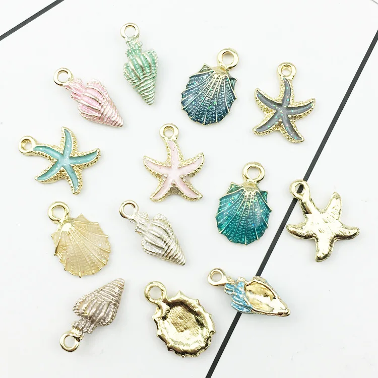 

10 pcs Seashell Starfish Charms, Starfish Metal Beads, Alloy Charms Pendants for Jewelry Making and Crafting