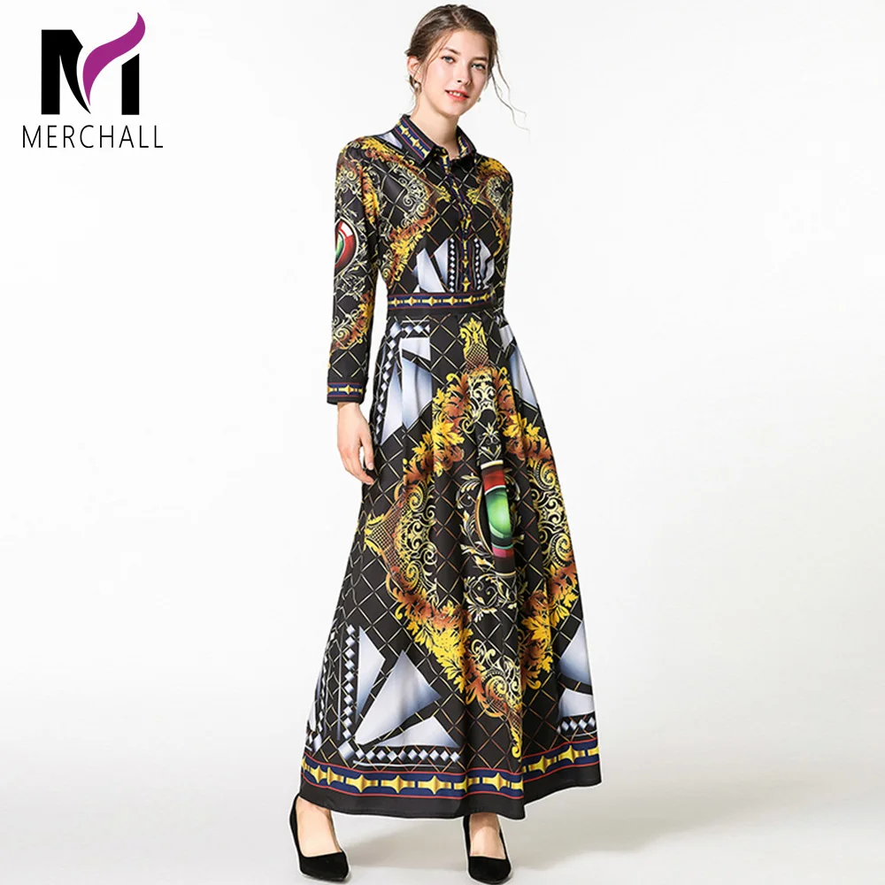 Merchall High Quality Designer Runway Dress Long Sleeve Turn Down Collar Women Vintage Print Slim Party Dress Long Maxi Dresses
Merchall High Quality Designer Runway Dress Long Sleeve Turn Down Collar Women Vintage Print Slim Party Dress Long Maxi Dresses