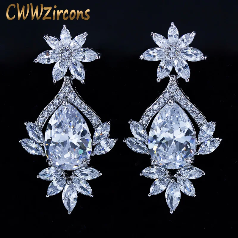 CWWZircons Gorgeous White Gold Color Big Pear Shape Vintage Flower AAA Cubic Zirconia Drop Earrings for Wedding Jewelry CZ203
CWWZircons Gorgeous White Gold Color Big Pear Shape Vintage Flower AAA Cubic Zirconia Drop Earrings for Wedding Jewelry CZ203